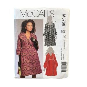 McCall's‎ M5766 Misses Lined Coat DD 12-14-16-18 Princess Seam Bell Sleeve 2008